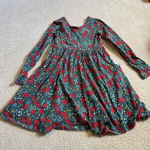 Hanna Andersson Skater Dress with Red Floral Holiday Pattern 140 US 10